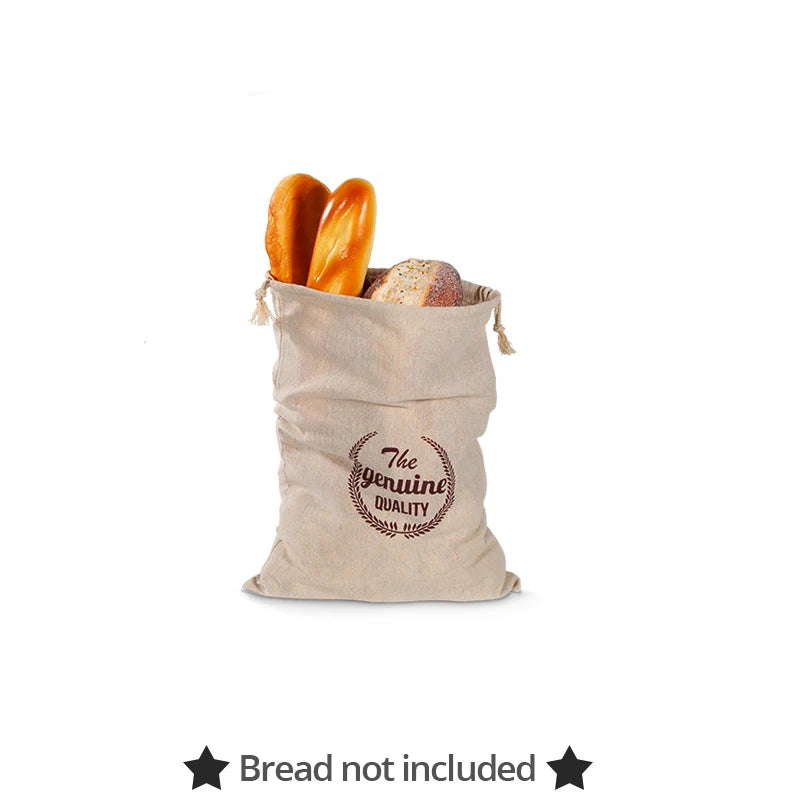 Linen Bread Bags,Reusable Drawstring Bag for Loaf, Homemade Artisan Bread Storage Bag,Linen Bread Bags for Baguette