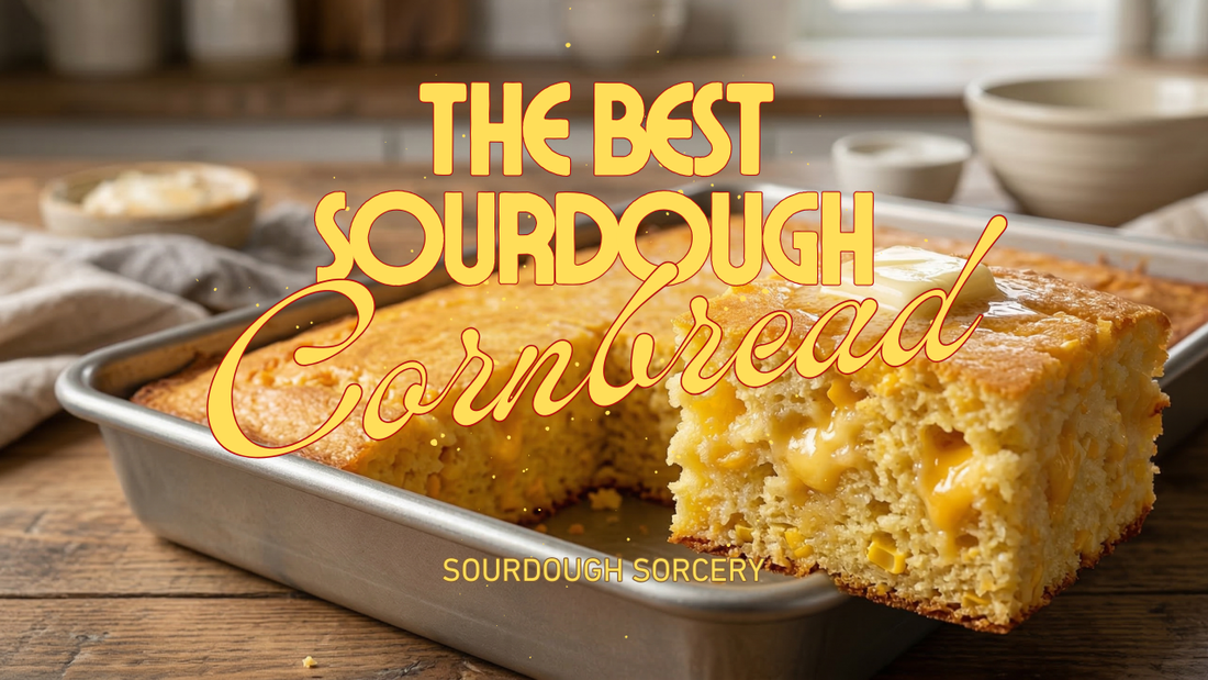 Golden Sourdough Cheddar Cornbread with Creamed Corn