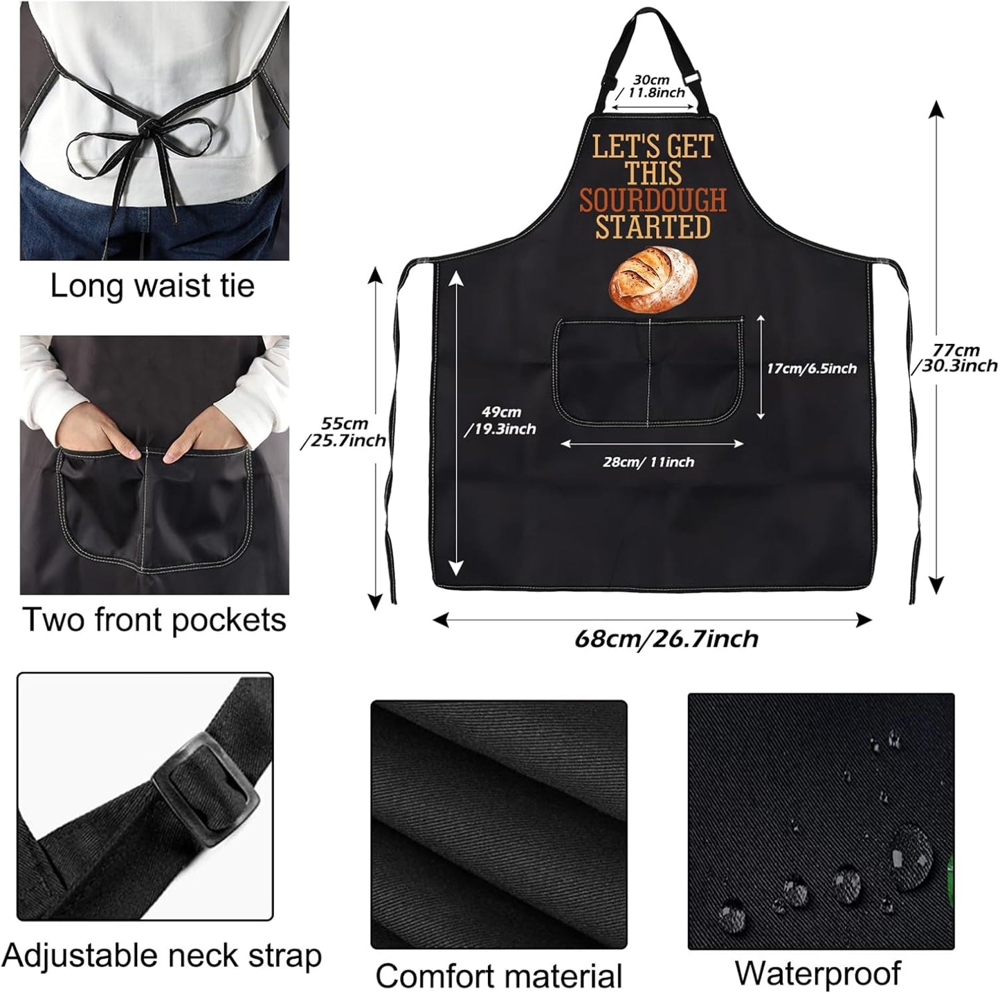 Sourdough Bread Apron with Pocket - Waterproof Gift for Baker