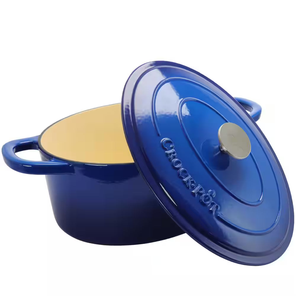 Artisan 7 Qt. Oval Cast Iron Nonstick Dutch Oven in Sapphire Blue with Lid