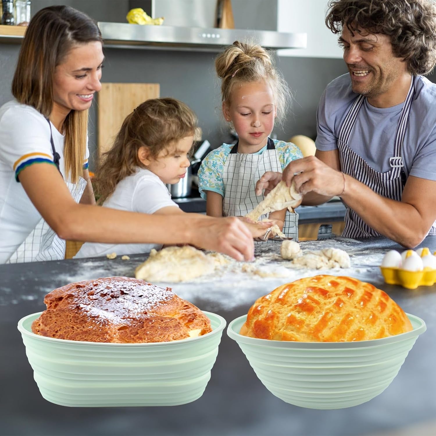 Silicone Banneton Bread Proofing Basket Oval, Sourdough Starter Kit, Bread Makin