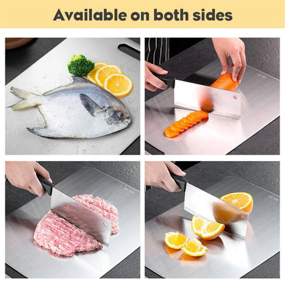 Titanium Cutting Boards Set of 3,Stainless Steel Cutting Boards for Kitchen,Double-Sided Food Grade Cutting Board,Cutting Meat,Cheese,Vegetable,Fruit