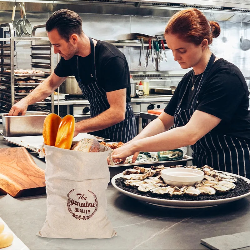 Linen Bread Bags,Reusable Drawstring Bag for Loaf, Homemade Artisan Bread Storage Bag,Linen Bread Bags for Baguette