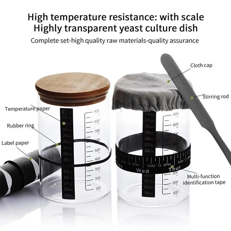 Sourdough Jar Yogurt Fermentation Kit for Beginners Multifunctional Sourdough Starter Jar Kit Home Bread Baking Supplies