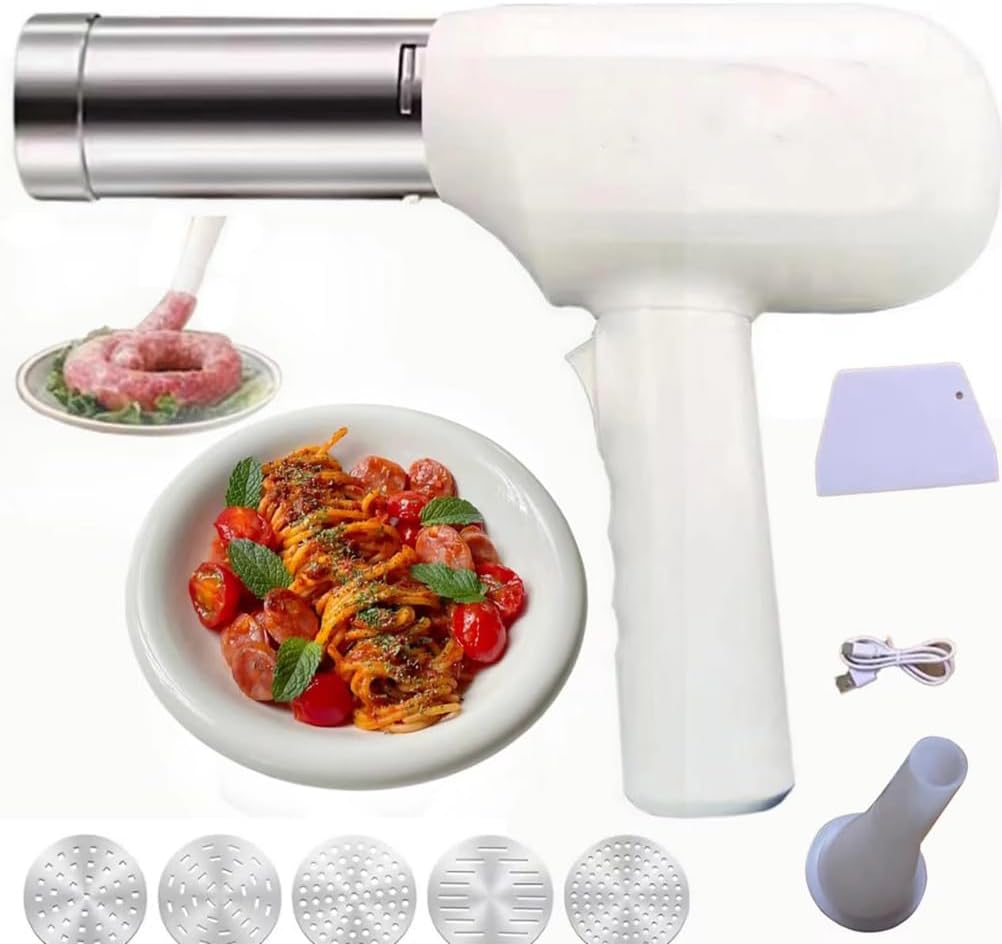 Revolutionize Your Cooking with the Handheld Electric Pasta Maker Gun - 5-in-1 Cordless Kitchen Companion for Fresh Homemade Spaghetti and More!