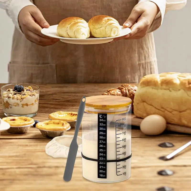 Sourdough Jar Yogurt Fermentation Kit for Beginners Multifunctional Sourdough Starter Jar Kit Home Bread Baking Supplies