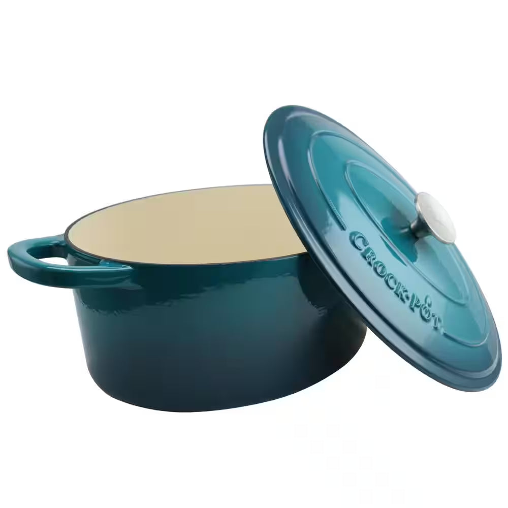 Artisan 7 Qt. Oval Cast Iron Nonstick Dutch Oven in Teal Ombre with Lid
