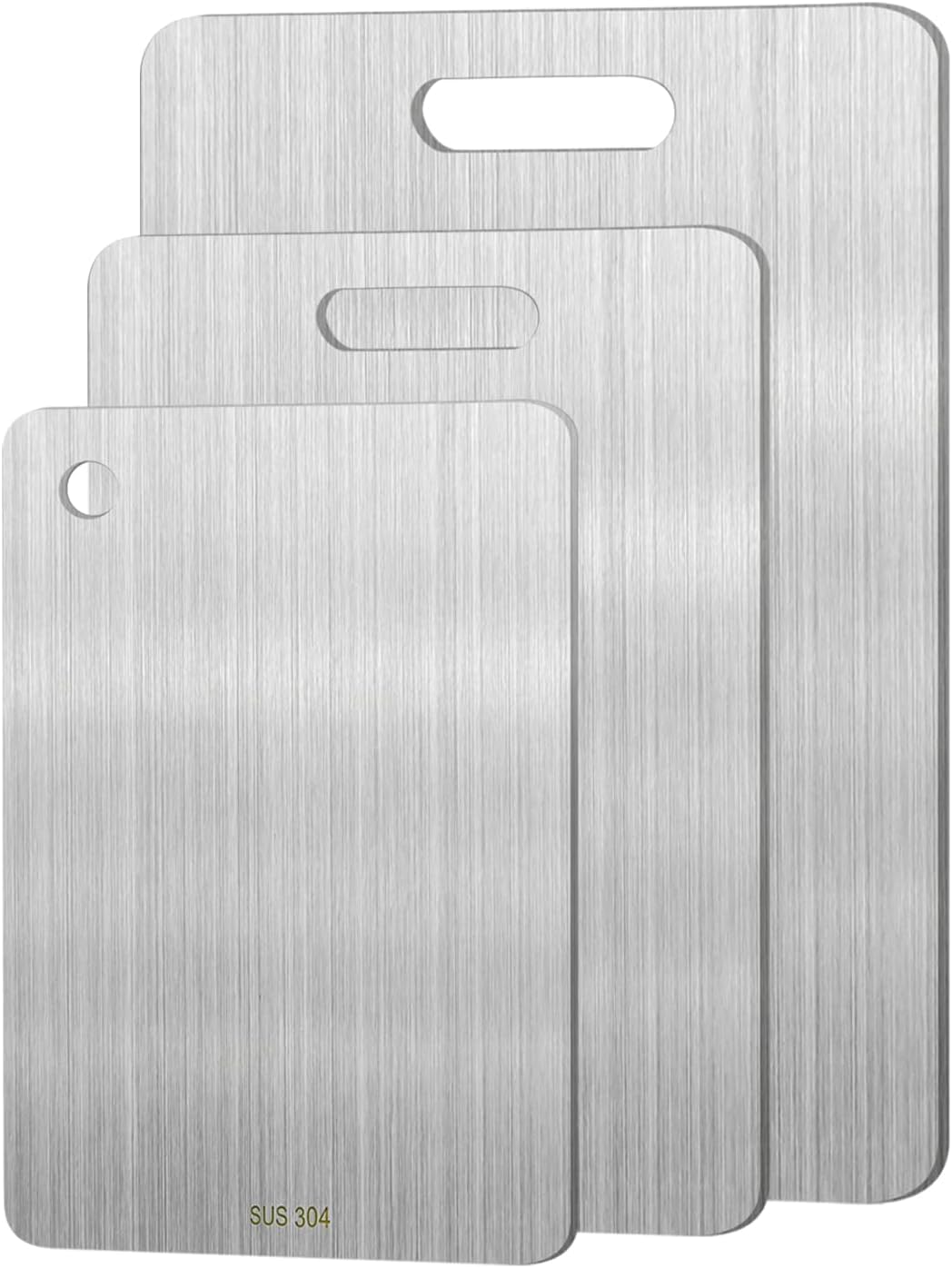Upgrade Your Kitchen with 3-Piece Premium Stainless Steel Cutting Board Set - Double-Sided, Lightweight & Durable!