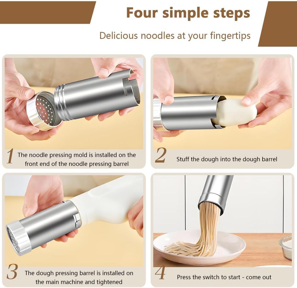 Revolutionize Your Cooking with the Handheld Electric Pasta Maker Gun - 5-in-1 Cordless Kitchen Companion for Fresh Homemade Spaghetti and More!