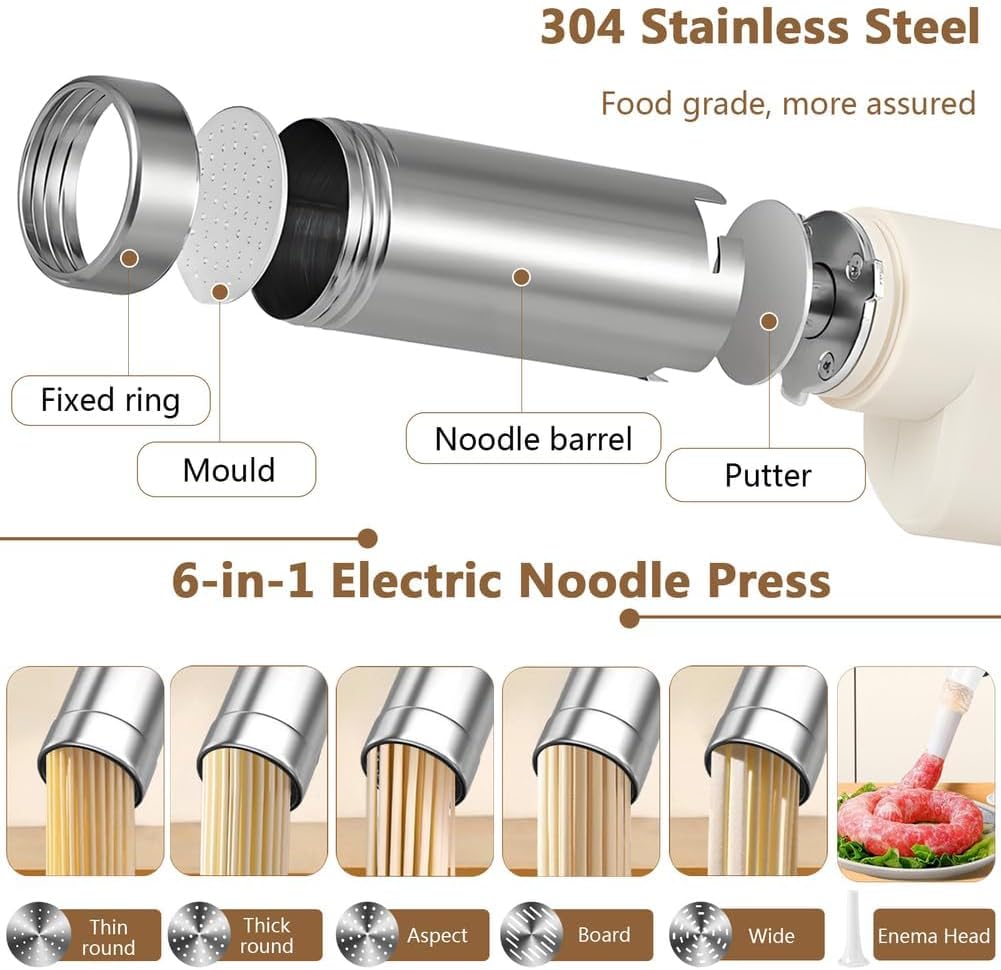 Revolutionize Your Cooking with the Handheld Electric Pasta Maker Gun - 5-in-1 Cordless Kitchen Companion for Fresh Homemade Spaghetti and More!
