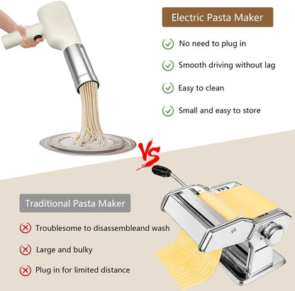 Revolutionize Your Cooking with the Handheld Electric Pasta Maker Gun - 5-in-1 Cordless Kitchen Companion for Fresh Homemade Spaghetti and More!
