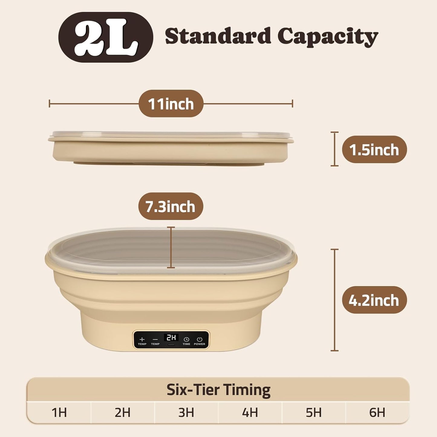 Revolutionize Your Baking with the 2L Electric Thermostatic Silicone Oval Proofing Basket - Perfect for Sourdough, Dough Rising, and More!