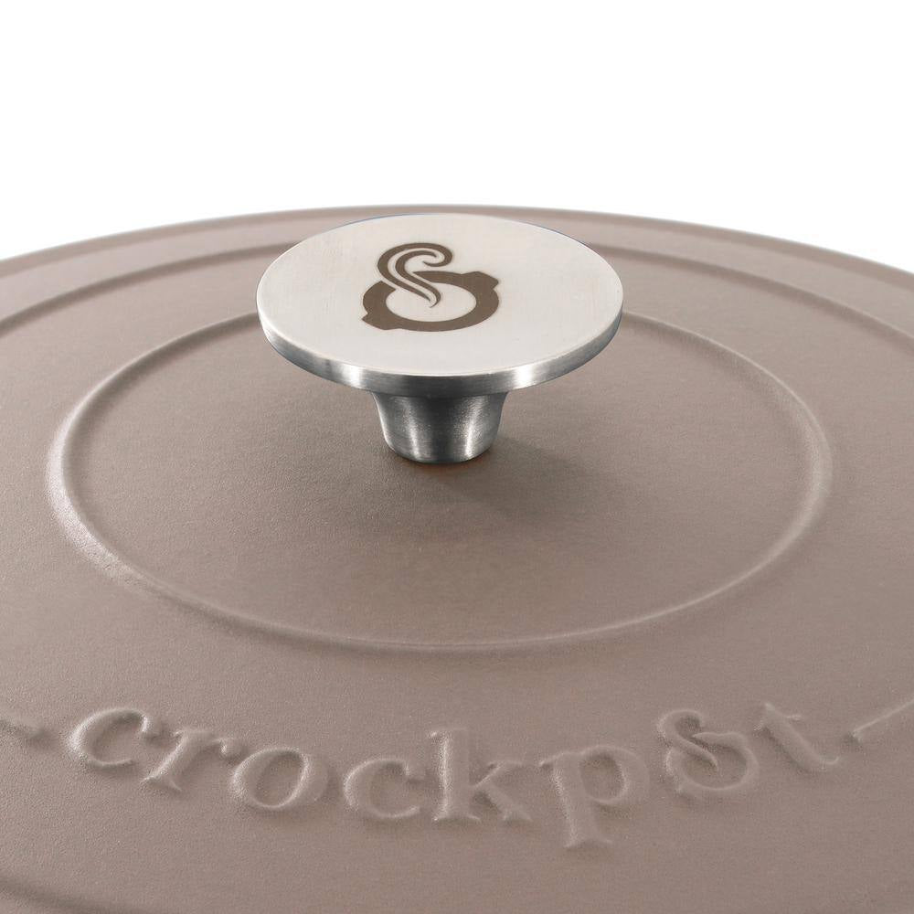 Artisan 5 Qt. round Enameled Cast Iron Dutch Oven in Matte Dusty Pink with Lid