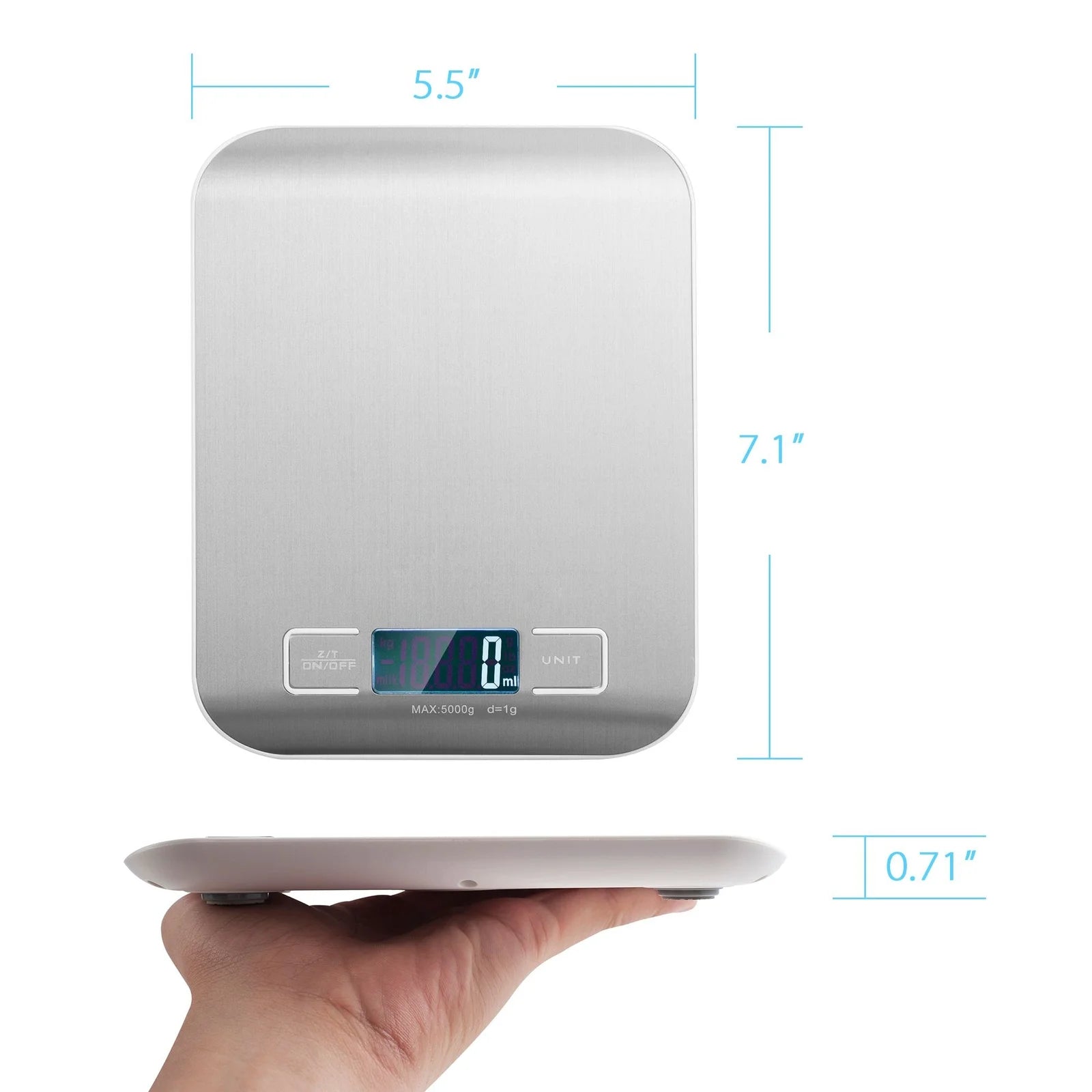 Digital Kitchen Scale , 1-5000G, Silver