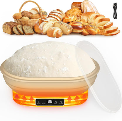 Revolutionize Your Baking with the 2L Electric Thermostatic Silicone Oval Proofing Basket - Perfect for Sourdough, Dough Rising, and More!
