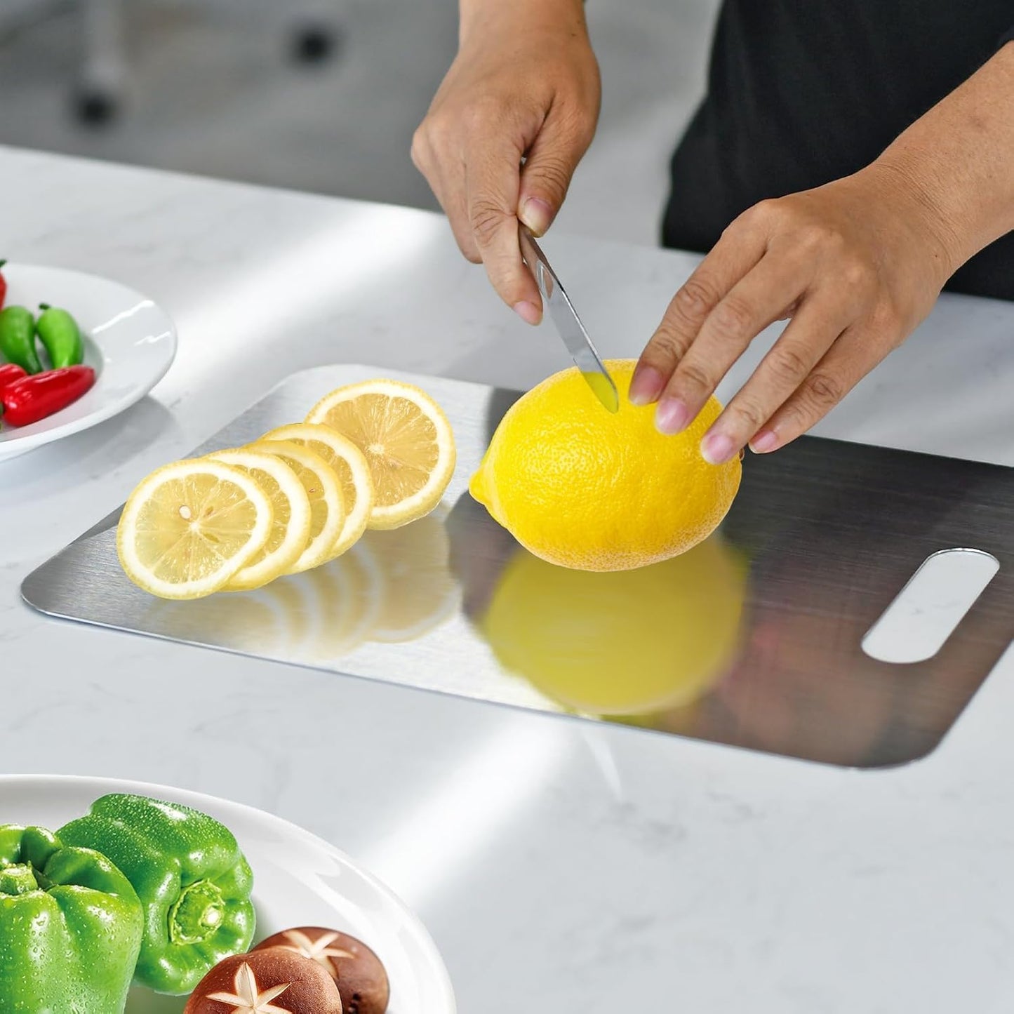 Upgrade Your Kitchen with 3-Piece Premium Stainless Steel Cutting Board Set - Double-Sided, Lightweight & Durable!