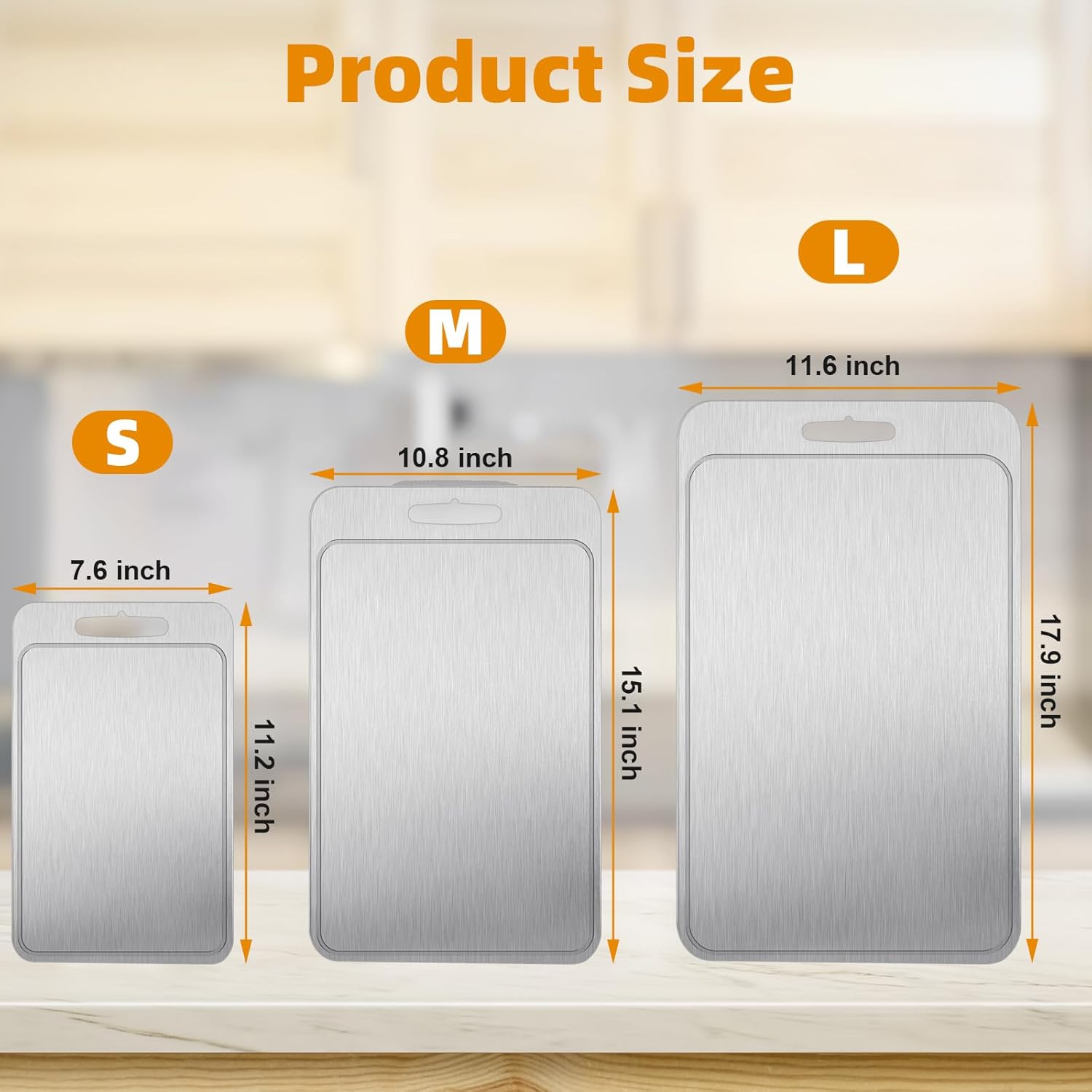 3Pcs Titanium Cutting Boards - 100% Pure Titanium, Double-Sided, Food Grade, Rust-Proof, Durable, Perfect for Meat, Fruit & Vegetables - Premium Kitchen Cutting Mat Holiday Gifts for Women Wife