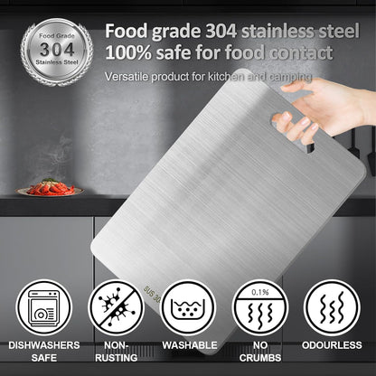 Upgrade Your Kitchen with 3-Piece Premium Stainless Steel Cutting Board Set - Double-Sided, Lightweight & Durable!