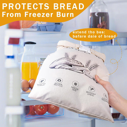Keep Your Bread Fresh and Stylish with Our 2-Pack Reusable Beeswax Bread Bags in Ivory Loaf
