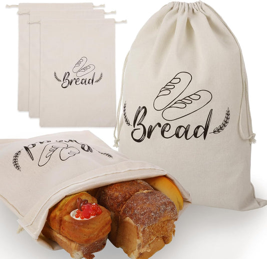 3 Pack Linen Bread Bags for Homemade Bread, Reusable Sourdough Bread Bags with P