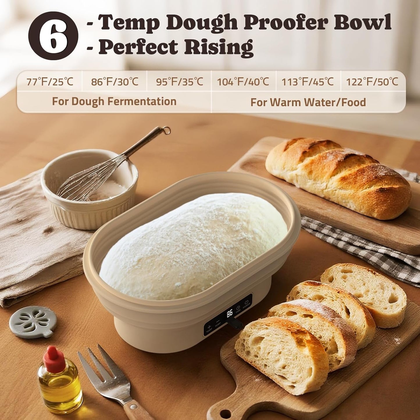 Revolutionize Your Baking with the 2L Electric Thermostatic Silicone Oval Proofing Basket - Perfect for Sourdough, Dough Rising, and More!