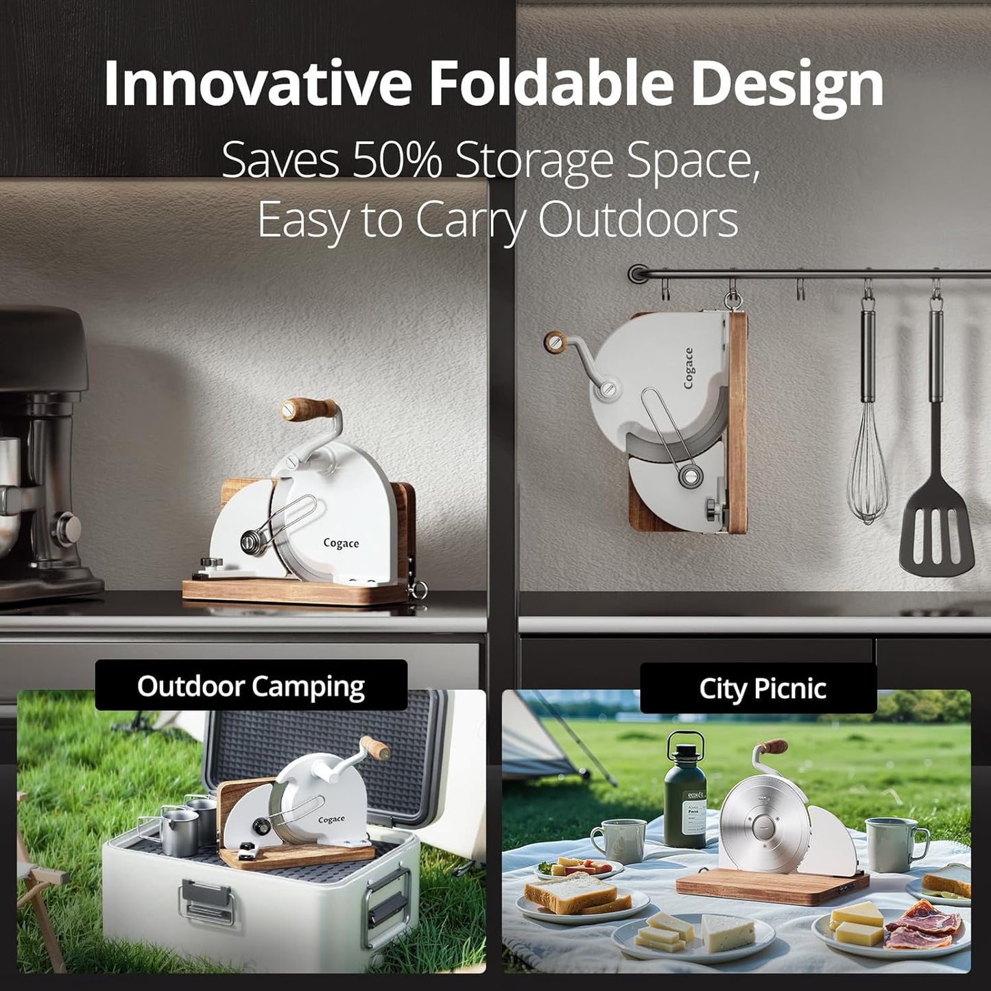 Revolutionary Foldable Bread Slicer: Effortless Manual Cutting with Adjustable Thickness and Dual German Stainless Steel Blades