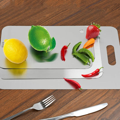 Upgrade Your Kitchen with 3-Piece Premium Stainless Steel Cutting Board Set - Double-Sided, Lightweight & Durable!