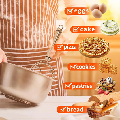 Stainless Steel Danish Dough Whisk Dishwasher Safe Dutch Bread Dough Mixer Hand Tool for Sourdough Pizza Pastry Cake Batter Tool