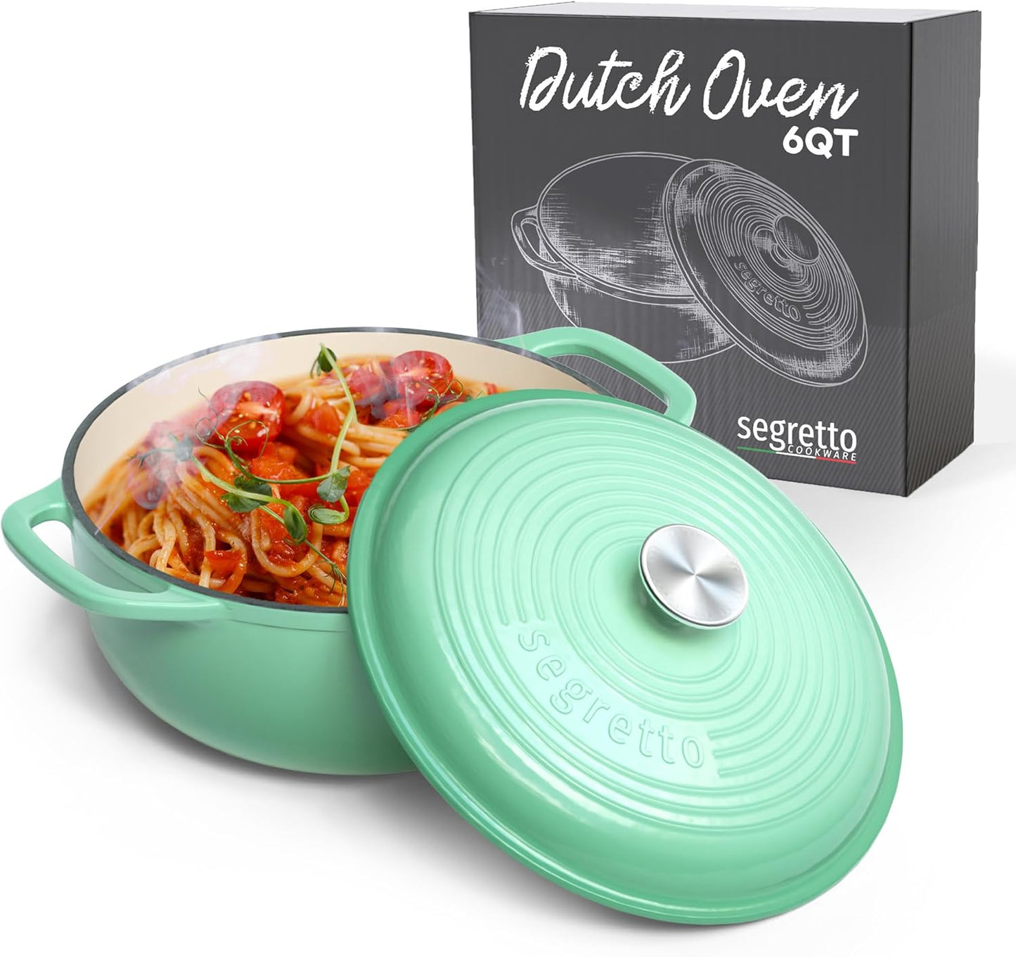 Enameled Cast Iron Dutch Oven, 6 Quarts, Light Green