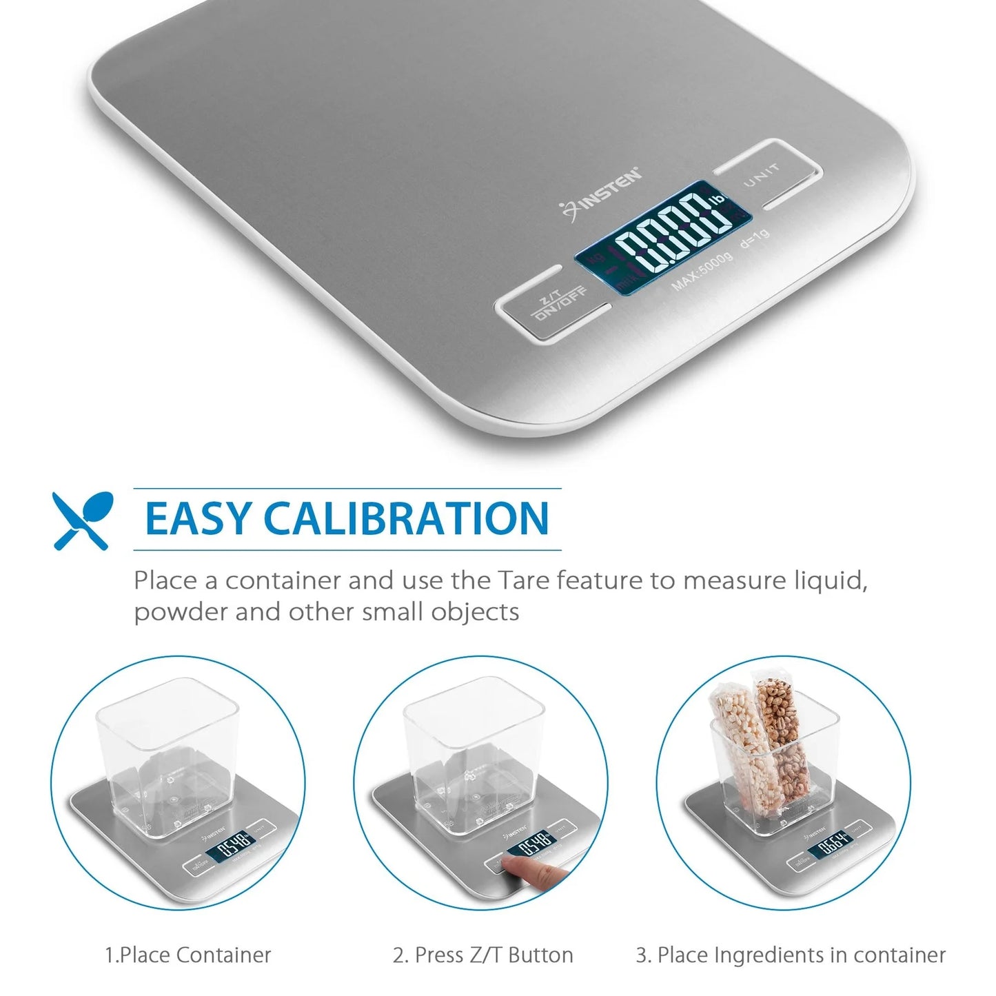 Digital Kitchen Scale , 1-5000G, Silver