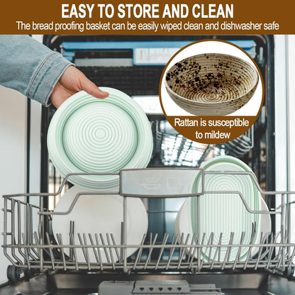 Silicone Banneton Bread Proofing Basket Oval, Sourdough Starter Kit, Bread Makin