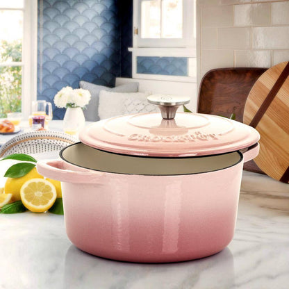 Artisan 5 Qt. 2-Piece Enameled Cast Iron Dutch Oven in Blush Pink