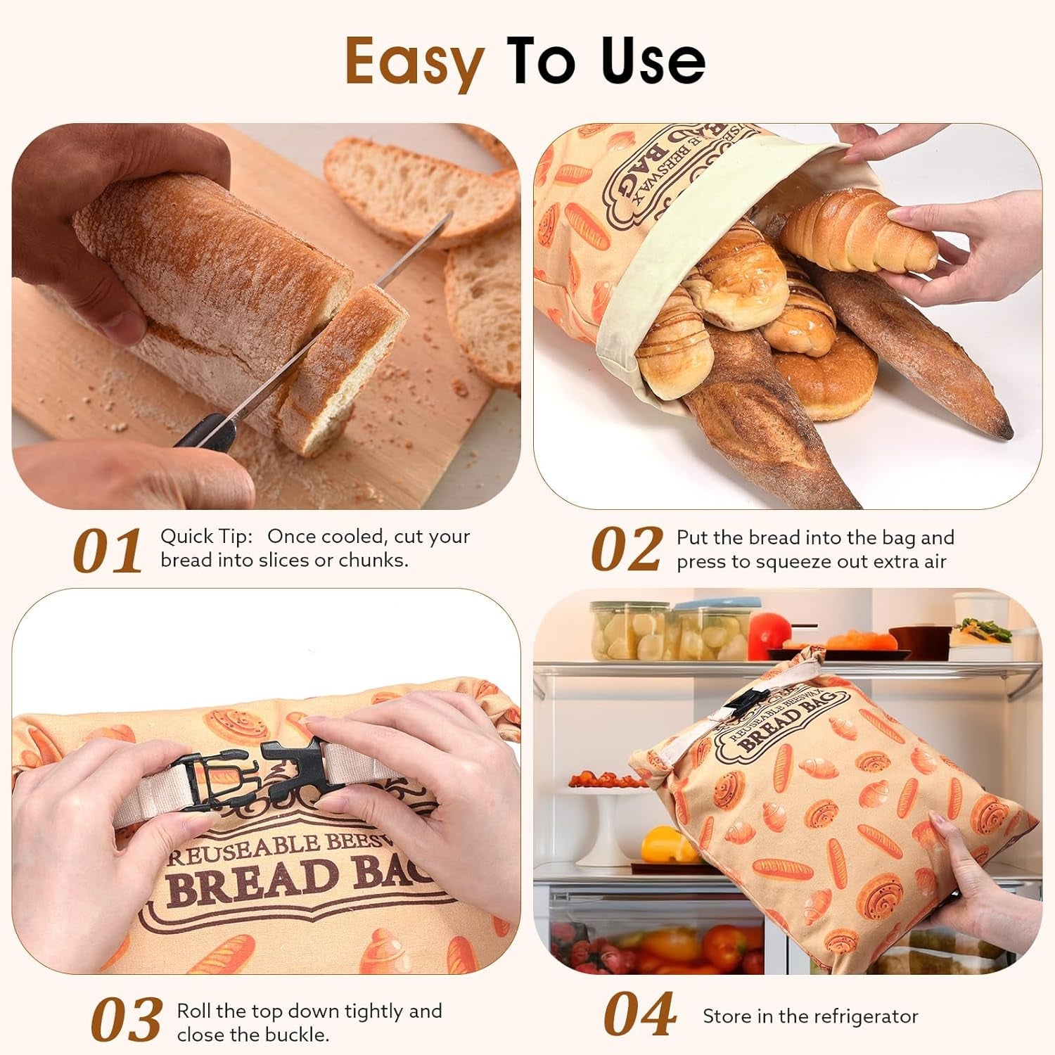 2 Pack Beeswax Bread Bags for Sourdough Homemade Bread, XL Cotton Lining Sourdough Reusable Natural Beeswax Bread Storage Bag, Keep Fresh and Upgraded Large Capacity Portable