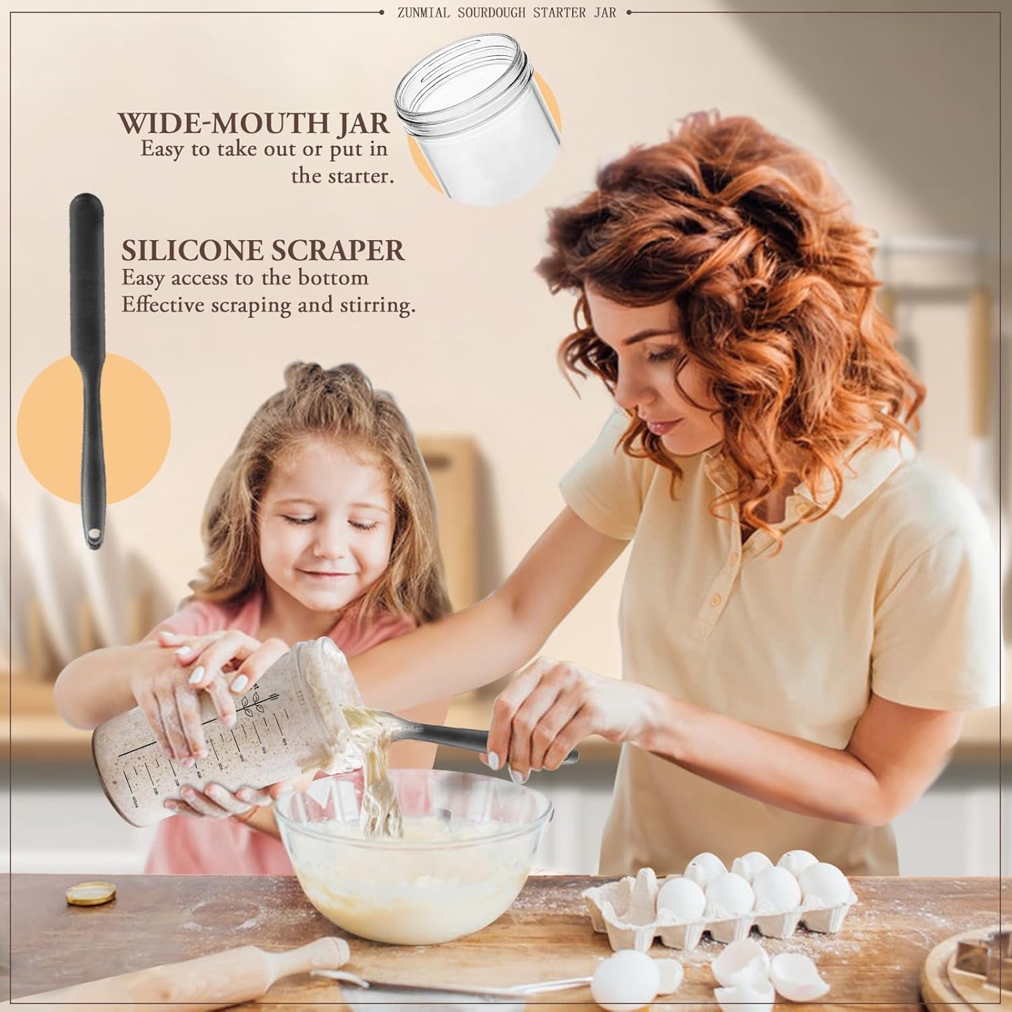 Sourdough Starter Kit, 34OZ Sourdough Starter Jar with Date Marked Feeding Band, Thermometercloth Cover & Metal Lid, Reusable Sourdough Bread Baking Supplies, Home Baking Gifts