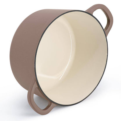 Artisan 5 Qt. round Enameled Cast Iron Dutch Oven in Matte Dusty Pink with Lid