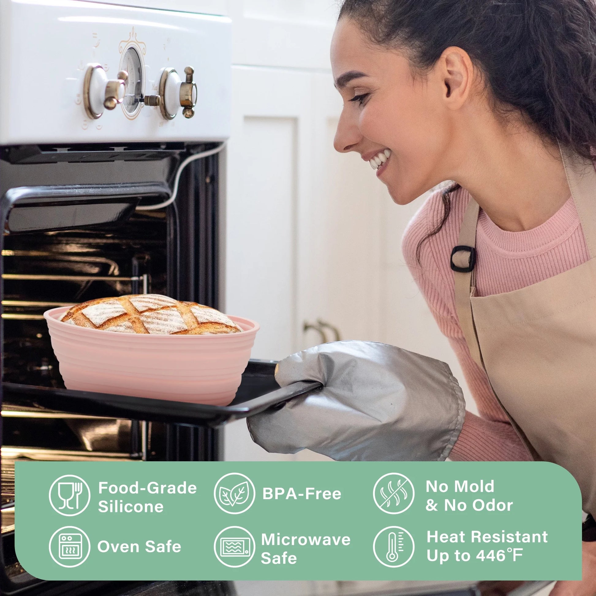 Silicone Banneton Bread Proofing Baskets W/Liners, 9" Round&10" Oval, Sourdough Starter Kit