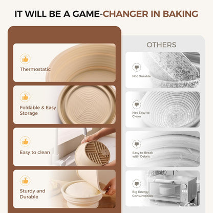 Revolutionize Your Baking with the 9-Inch Electric Thermostatic Silicone Sourdough Bread Proofing Basket Set - Perfect for Effortless Fermentation and Versatile Kitchen Use!