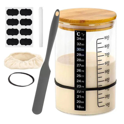 Sourdough Jar Yogurt Fermentation Kit for Beginners Multifunctional Sourdough Starter Jar Kit Home Bread Baking Supplies