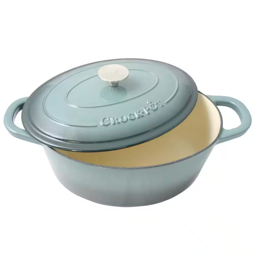 Artisan 7 Qt. Oval Cast Iron Nonstick Dutch Oven in Slate Gray with Lid